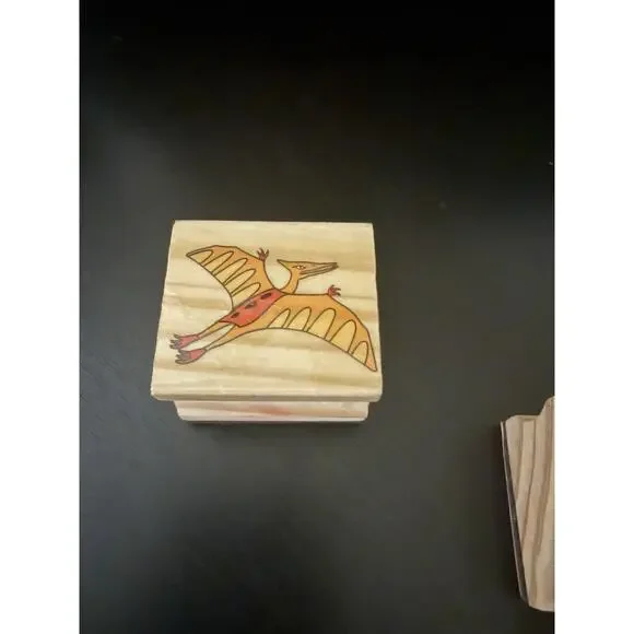 Lot Of Wooden Rubber Ink Stamp Set Dinosaur Scrapbook Arts And Crafts Kids 226 - Picture 2 of 13